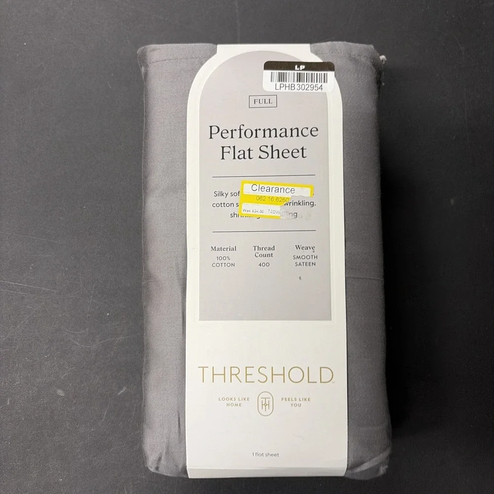 Full 400 Thread Count Performance Flat Sheet Dark Gray Threshold: Cotton 20538